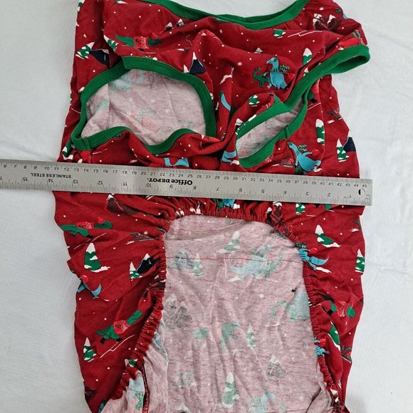 Dog Pajamas Pj's Winter Dinosaur Snow Pattern Red Green XL - Picture 6 of 7